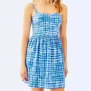 Lilly Pulitzer Bennet Blue Feeling Beachy Ardleigh Gingham Mini Dress 8 NWT